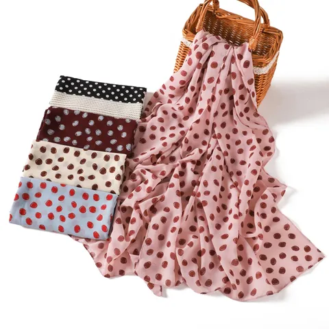 Women's Chiffon Scarf Fashion Printed Polka Dot Floral Lightweight Soft Headscarf Long Neck Scarves Wrap Shawl