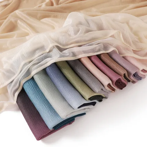 Women Fashion Gradient Scarf Lightweight Breathable Crinkle Polyester Long Shawl Versatile Daily Commute Head Wrap