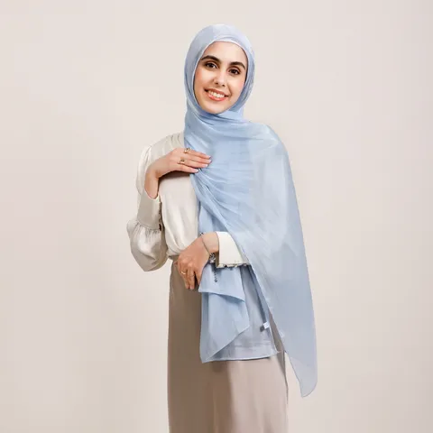 Women's Solid Color Island Satin Glossy Shiny Wrinkled Scarf Long Draping Headscarf Shawl Sun Protection Fashion Scarf
