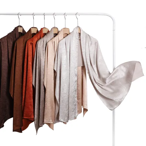 Womens Satin Scarf Long Solid Color Pleated Shawl Elegant Hijab Headscarf Sun Protection Summer Fashion Neck Scarf