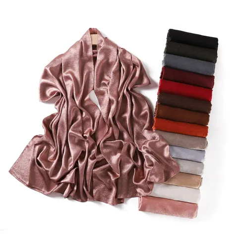 Womens Satin Scarf Long Solid Color Pleated Shawl Elegant Hijab Headscarf Sun Protection Summer Fashion Neck Scarf