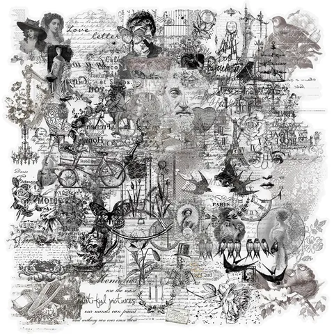 Vintage Stamps Clipart PET Transparent Waterproof Scrapbooking Journal DIY Decorative Stickers Stationery Supplies