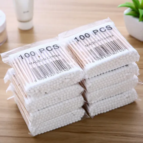 Coton-Tiges à Double Tête Bâtonnet en Bois Démaquillage Nettoyage Coton-Tiges Pour Soins Quotidiens Et Beauté
