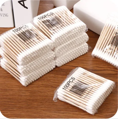 Coton-Tiges à Double Tête Bâtonnet en Bois Démaquillage Nettoyage Coton-Tiges Pour Soins Quotidiens Et Beauté