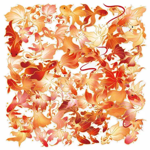 Koi Good Fortune Waterproof Stickers Bronzing Decorative Goldfish Decals For Hand Ledger Water Cup Notebook DIY Material
