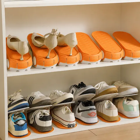 Adjustable Double Layer Shoe Rack Plastic Space Saving Shoe Organizer Holder For Home Dormitory Entryway Closet Storage