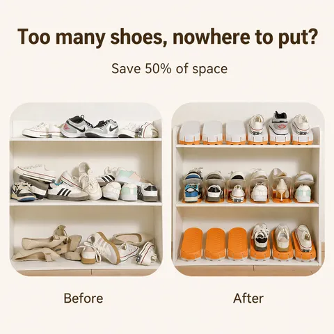 Adjustable Double Layer Shoe Rack Plastic Space Saving Shoe Organizer Holder For Home Dormitory Entryway Closet Storage