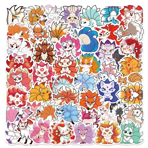 Adesivi Impermeabili di Volpe a Nove Code Carini Decals di Animali Anime Per Diario Laptop Skateboard Chitarra Decorazione Fai Da Te