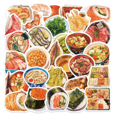 Japanese Food Theme Cute Cartoon Waterproof Decorative Stickers For Phone Case Water Bottle Laptop Luggage