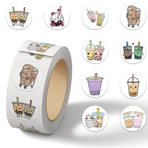 Simpatici Adesivi in Rotolo al Tè al Latte Adesivo Decorativo Estetico Per Tazza d'Acqua Telefono Diario Materiale per Scrapbooking