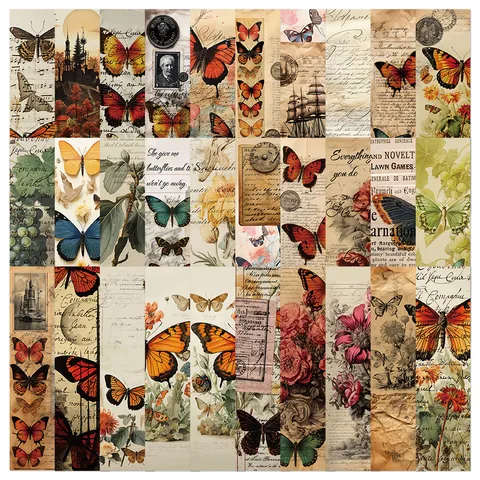 Vintage Vlinder Boekenlegger Set Retro Bloemen Papier Bladwijzers Voor Lezen Boekenliefhebbers Kantoorartikelen