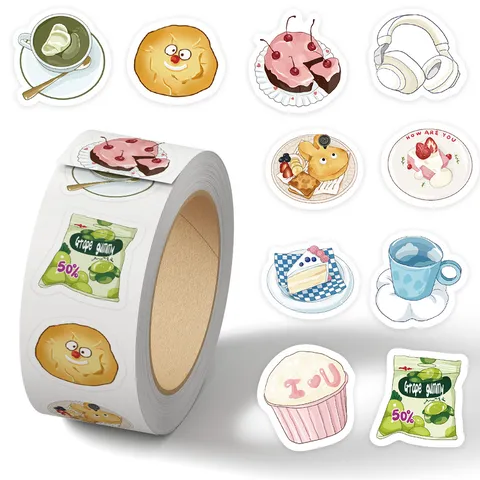 Japanese Style Roll Sticker Cute Cartoon Illustration Decorative Seal Sticker For Journal Laptop Scrapbook