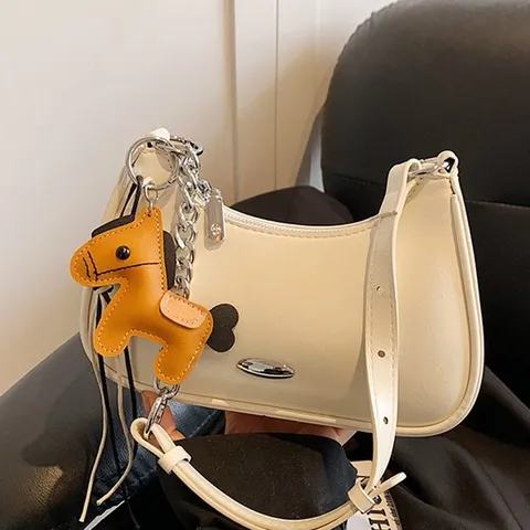 Donna Moda PU Pelle Spalla Ascellare Borsa Commuter Quotidiano Borsa Con Fascino di Cavallo Chic Retro Signora Borsa