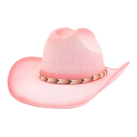 Unisex Outdoor Sun Protection Cowboy Hat Straw Woven Tribal Beaded Hatband Wide Brim Fedora Beach Sun Hat For Men Women