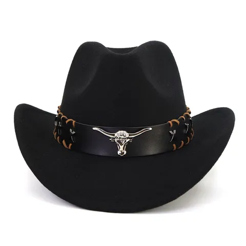 Damen Western Cowboy Hut Britischer Retro Filzhut Fedora Hut Breite Krempe Vintage Jazz Hut