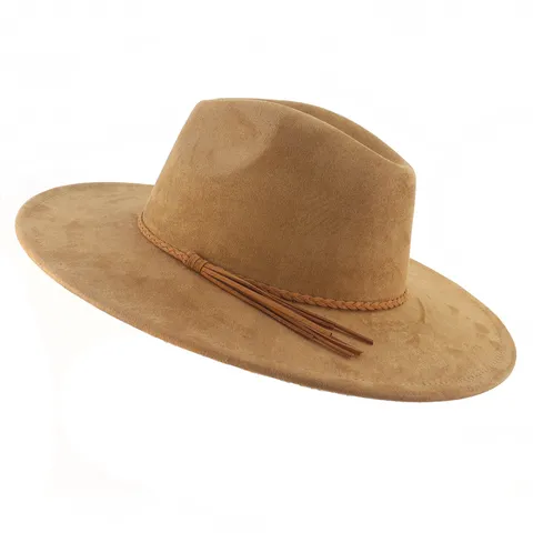 Unisex Suede Fedora Hat Wide Brim Panama Jazz Cap Gentleman Retro Vintage Casual Winter Fall Sun Hat For Men Women