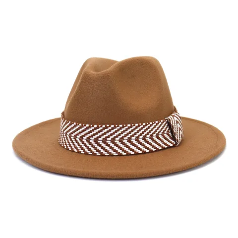 Unisex Fedora Hoed Brede Rand Jazz Hoed Wollen Vilt Hoed Met Geweven Band Casual Klassieke Panama Hoed Voor Mannen Vrouwen