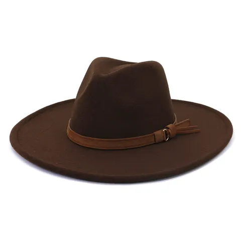 Chapeau Fedora Unisexe Large Bords Feutre de Laine Chapeau Jazz Rétro Vintage Chapeau Panama Hiver Chaud Chapeau Derby Pour Hommes Femmes