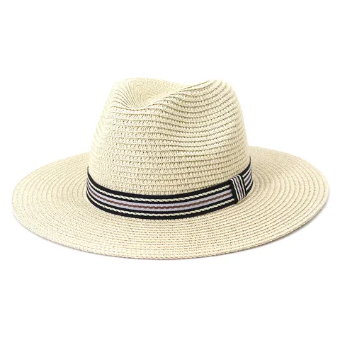 Unisex Britse Stijl Fedora Strohoed Zomer Strand Zonnehoed Geweven Panamahoed Voor Buiten Reizen Mannen Vrouwen
