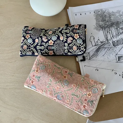 Japanese Minimalist Cotton Linen Embroidered Glasses Case Portable Sunglasses Protection Pouch Bag Cosmetic Storage Bag For Travel Everyday