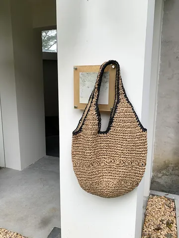 Γυναικεία Ψάθινη Τσάντα Tote Χρωματική Αντίθεση Πλεκτή Τσάντα Ώμου Μεγάλη Χωρητικότητα Ψάθινη Τσάντα Παραλίας Καθημερινή Τσάντα Hobo Μασχάλης