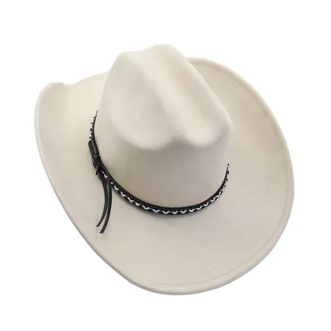 Chapeau de Cowboy Occidental pour Femmes et Hommes à Large Bords en Faux Daim Chapeau Fedora Vintage de Protection Solaire Extérieure pour Couple