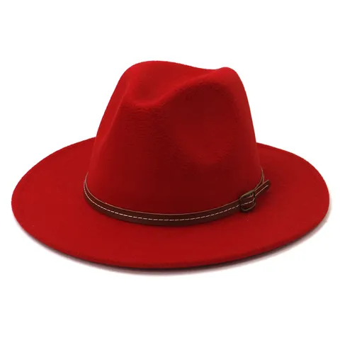 Unisex Wide Brim Fedora Hat Classic Polyester Flat Brim Jazz Hat Vintage Panama Cap For Daily Wear