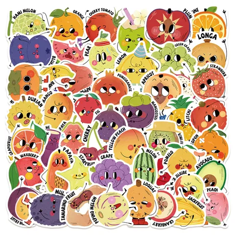 Cartoon Fruit Stickers Waterproof Picture Book Style Decals For Laptop Hand Ledger Desktop Decoration Student Toy