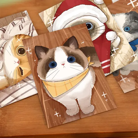 Cute Pet Postcards Set Cartoon Animal Graffiti Handwritten Greeting Cards DIY Decorative Stationery Paper Post Card Gift