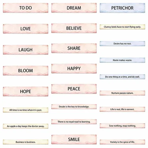 Retro Journal Word Stickers Waterproof English Phrase Stationery Decals For Hand Account Phone Case Decor