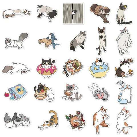 Autocollants Imperméables Chat Mignon Original DécalcomANIES Adhésifs PVC Pour Ordinateur Portable Journal Étui De Téléphone Art Décoratif Mignon
