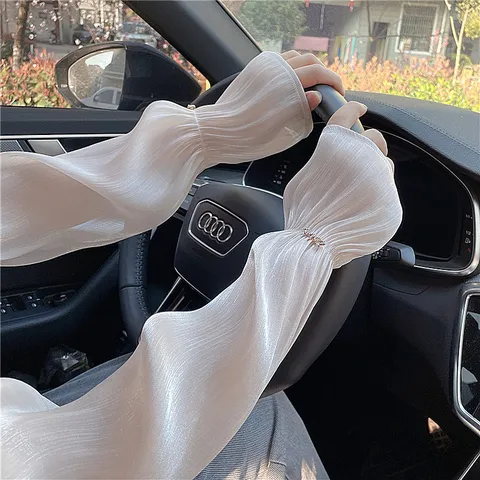Manchettes de Protection Solaire Fines d'Été pour Femmes Anti-UV Soie Glacée Respirant Conduite Cyclisme Longues Antidérapantes