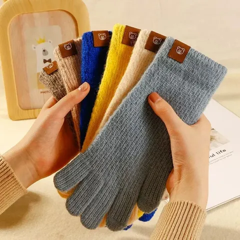 Damen Winter Warm Lange Gestrickte Handschuhe Einsparbig Touchscreen Weiche Strick Fäustlinge Tägliche Freizeit Kaltes Wetter Handwärmer