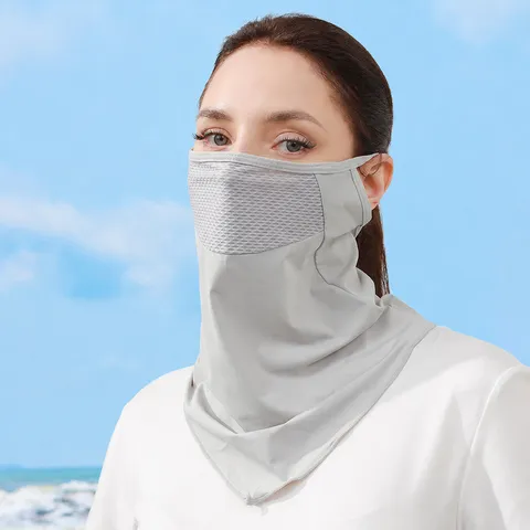 Maschera Viso di Protezione Solare da Donna Protezione UV Mesh Traspirante Copertura Mezzo Viso Estate Sport All'aperto Scudo Collo Velo