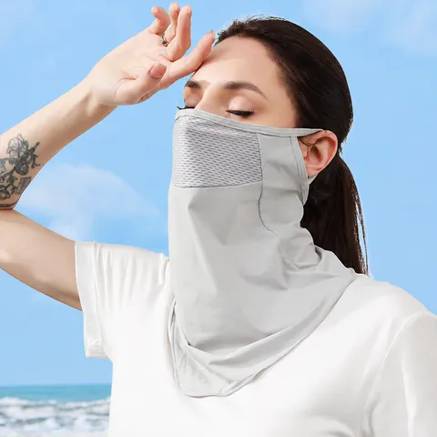 Maschera Viso di Protezione Solare da Donna Protezione UV Mesh Traspirante Copertura Mezzo Viso Estate Sport All'aperto Scudo Collo Velo