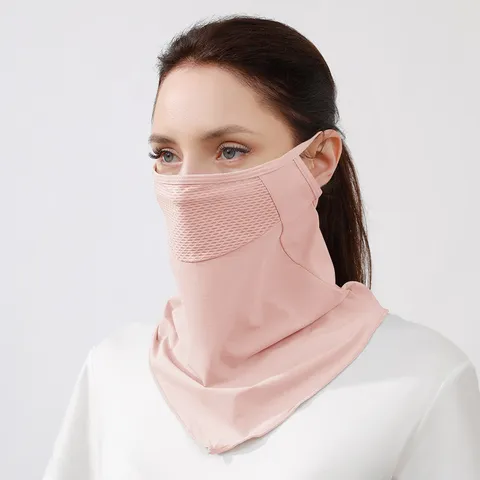 Women Sun Protection Face Mask UV Protection Breathable Mesh Half Face Cover Summer Outdoor Sports Neck Shield Veil