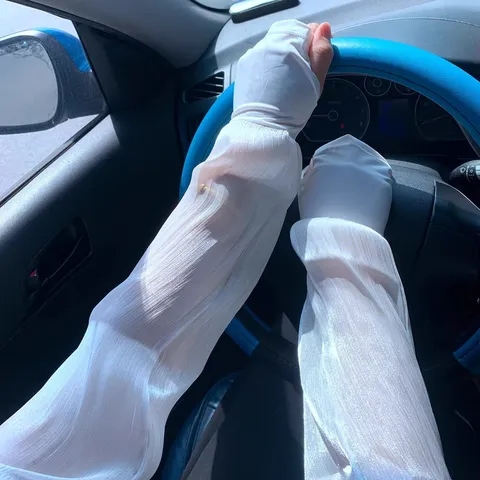 Manchettes de Protection Solaire pour Femmes Protection UV Refroidissement Soie de Glace Longs Gants Pour Conduite Sports Extérieurs Respirant Été