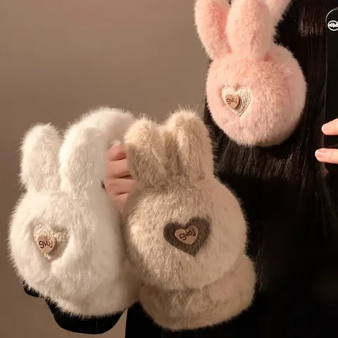 Damen Winter Warm Plüsch Ohrwärmer Süße Kaninchenohren Kälteschutz Ohrenschützer Süßer Stil Outdoor Ohrwärmer