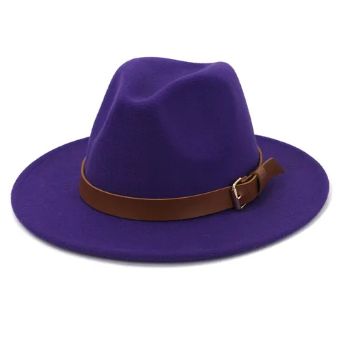 Unisex Wool Felt Fedora Hat Wide Brim British Style Jazz Cap Vintage Panama Hat Winter Autumn Fashion Headwear