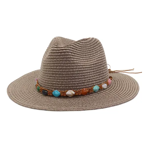 Chapeau de Paille pour Femmes Large Bord Chapeau de Soleil Vacances d'Été Plage Protection Solaire