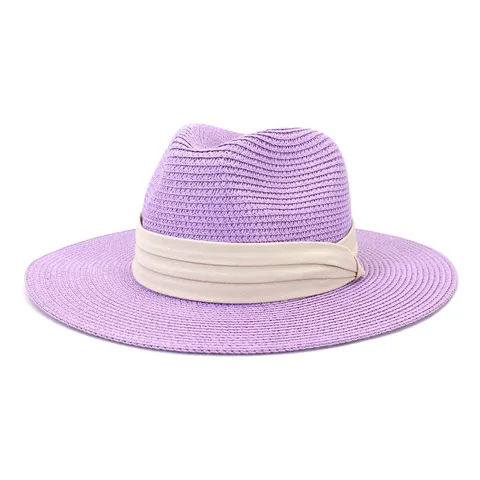Unisex Summer Straw Fedora Hat Wide Brim Beach Sun Hat Panama Hat UV Protection Travel Fashion Hat For Men Women