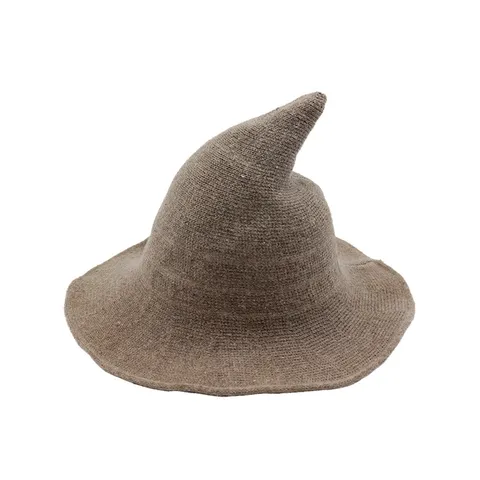 Automne Hiver Chaud Laine Tricoté Chapeau de Sorcière Femmes Mode Couleur Unie Slouchy Pointu Magie Bonnet Coiffure de Fête