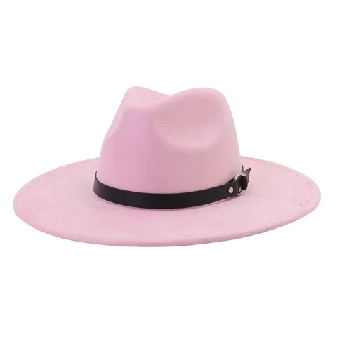 Unisex Fashion Suede Fedora Hat Wide Brim Jazz Cap Casual Elegant Winter Autumn Woolen Felt Hat For Men Women