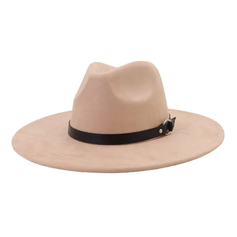 Unisex Fashion Suede Fedora Hat Wide Brim Jazz Cap Casual Elegant Winter Autumn Woolen Felt Hat For Men Women