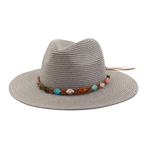 Chapeau de Paille pour Femmes Large Bord Chapeau de Soleil Vacances d'Été Plage Protection Solaire