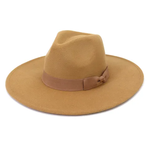 Chapeau Fedora en Feutre Mode pour Femmes Élégant Nœud Large Bord Casquette Jazz Automne Hiver Décontracté Tenues Quotidiennes Coiffure pour Femmes