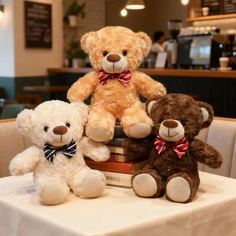 Mignon Nœud Papillon Teddy Ours Peluche Animale Poupée Apaisante Doux Oreiller Câlin Cadeau D'Anniversaire Pour Enfants