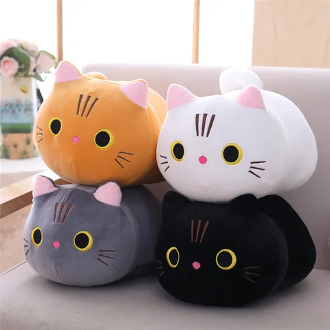 Cute Fat Cat Plush Toy Soft Stuffed Animal Doll Children Comfort Cylinder Pillow Birthday Gift