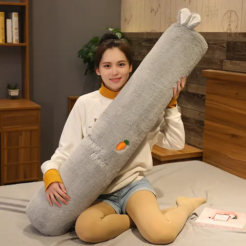 Cute Rabbit Plush Long Pillow Stuffed Animal Toy Cartoon Cushion For Girls Bed Room Home Decor