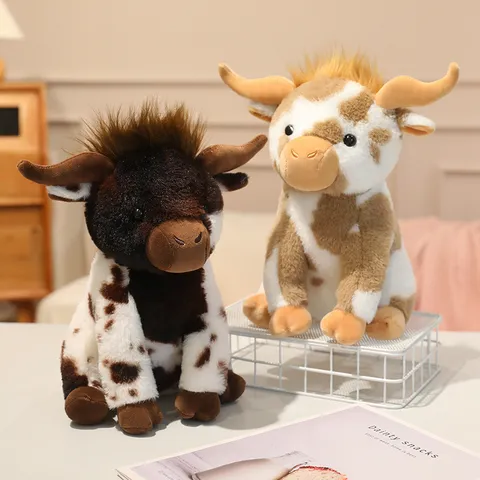 Simulation Sitting Cow Plush Toy Stuffed Animal Cute Cartoon Calf Doll Soft Pillow Home Decor Gift